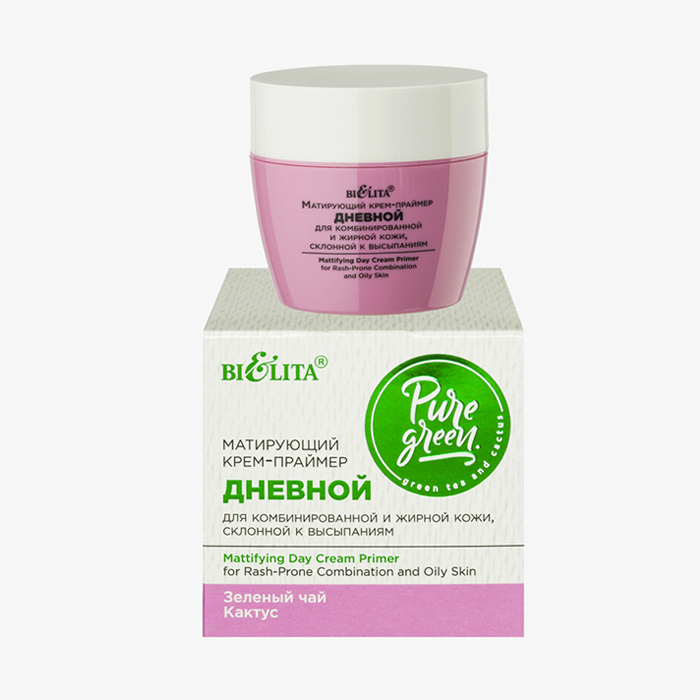 PURE GREEN - Матирующий крем-праймер дневной для комбинированной и жирной кожи склонной к высыпаниям
